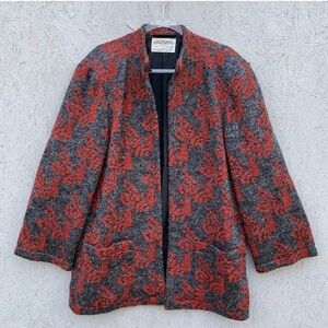 Vintage Jaeger Wool Blend Abstract Print Jacket UK 12 Open Front Made in Britain